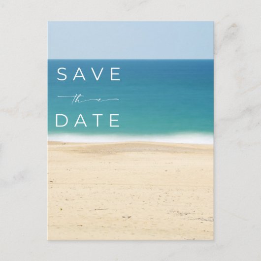 Einfaches Hochzeitbudget an der Strandküste Save t Ankündigungspostkarte (Vorderseite)