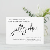 Einfaches Hochzeitessen Probe Einladung (Stehend Vorderseite)