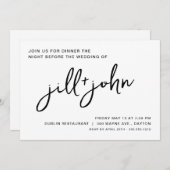 Einfaches Hochzeitessen Probe Einladung (Vorne/Hinten)