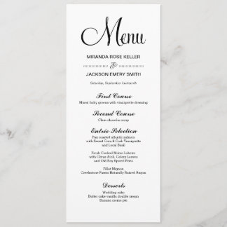 Einfaches Hochzeitmenü / elegantes Hochzeitmenü Menükarte