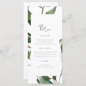 Einfaches Hochzeitmenü für Foliage Monogram Menükarte (Vorne/Hinten)