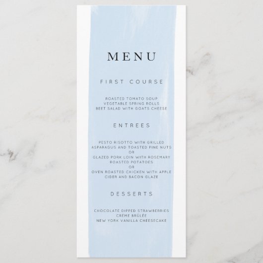 Einfaches Hochzeitmenü mit Wasserfarbe Menükarte (Vorderseite)