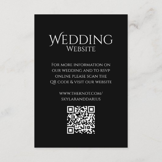 Einfaches Hochzeitmongramm Klassischer Minimal QR Begleitkarte (Rückseite)