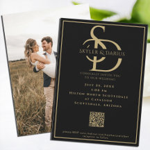 Einfaches Hochzeitmongramm Klassischer Minimal QR 
