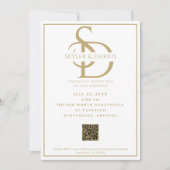 Einfaches Hochzeitmongramm Klassischer Minimal QR  Einladung (Vorderseite)