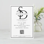 Einfaches Hochzeitmongramm Klassischer Minimal QR  Einladung (Stehend Vorderseite)