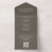 Einfaches Hochzeitneutralbraun QR-Code All In One Einladung (Innen Boden)