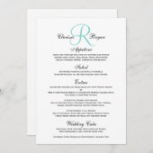 Einfaches Hochzeits-Menü mit blauer Menükarte (Vorne/Hinten)