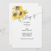 Einfaches Hochzeitsdesign für Sonnenblumen Einladung (Vorne/Hinten)