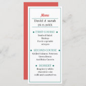 Einfaches Hochzeitsessen in Rot und Grün Menükarte (Vorne/Hinten)