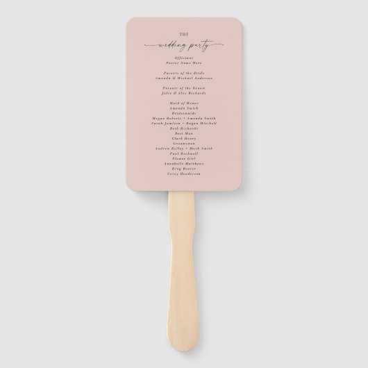 Einfaches Hochzeitsfeierprogramm in Solid Light Pi Fächer (Rückseite)