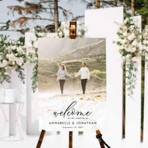 Einfaches Hochzeitsfoto mit Eukalyptus-Willkommens Poster