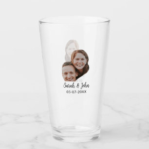 Einfaches Hochzeitsfoto mit Namen und Datum für Pa Glas