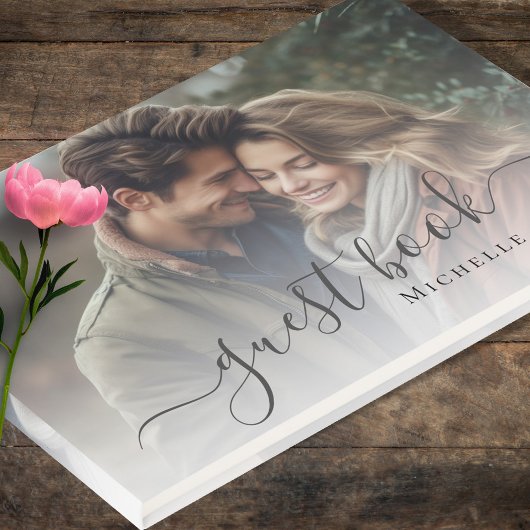 Einfaches Hochzeitskript-Foto Gästebuch
