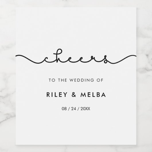 Einfaches Hochzeitslabel für niedlichen Schriftart Weinetikett (Einzelnes Label)