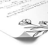 Einfaches Hochzeitsmenü der Black Floral Bar Poster (Ecke)