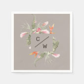 Einfaches Hochzeitspapier für tropische Flora Serviette (Vorderseite)