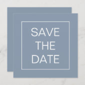 Einfaches Hochzeitsplatz mit blauer Linie Save The Date (Vorne/Hinten)