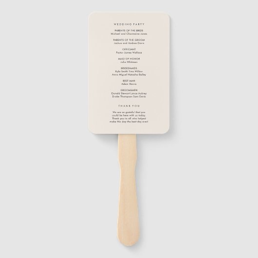 Einfaches Hochzeitsprogramm Fächer (Rückseite)