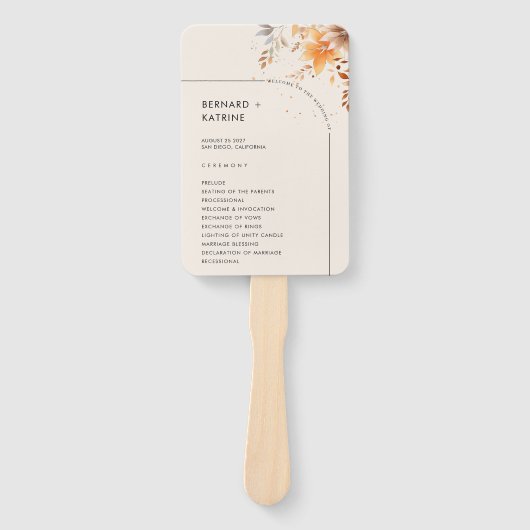 Einfaches Hochzeitsprogramm Fächer (Vorderseite)