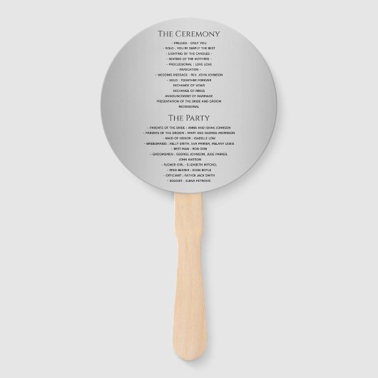 Einfaches Hochzeitsprogramm Fächer (Rückseite)