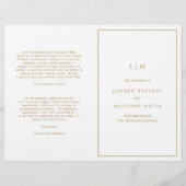 Einfaches Hochzeitsprogramm für antikes Gold Monog (Vorderseite)