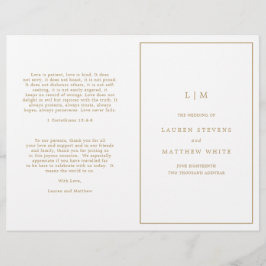 Einfaches Hochzeitsprogramm für antikes Gold Monog