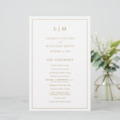 Einfaches Hochzeitsprogramm für antikes Gold Monog (Stehend Vorderseite)
