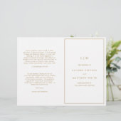 Einfaches Hochzeitsprogramm für antikes Gold Monog (Stehend Vorderseite)