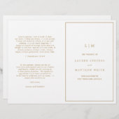 Einfaches Hochzeitsprogramm für antikes Gold Monog (Vorne/Hinten)