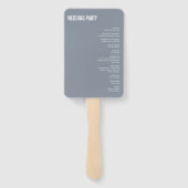 Einfaches Hochzeitsprogramm für BlauTypografie der Fächer (Rückseite)