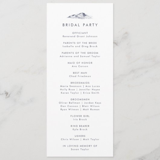 Einfaches Hochzeitsprogramm für Blumen Programm (Rückseite)