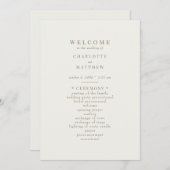 Einfaches Hochzeitsprogramm für Cream Gold Einladung (Vorne/Hinten)