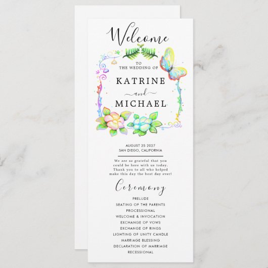 Einfaches Hochzeitsprogramm für Flora Programm (Vorne/Hinten)