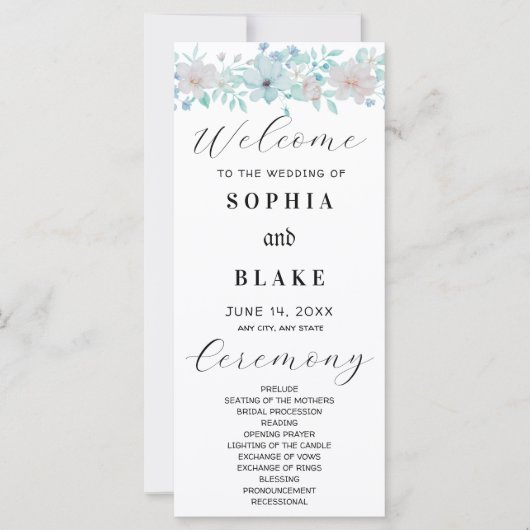 Einfaches Hochzeitsprogramm für Gelb und Grün (Vorderseite)