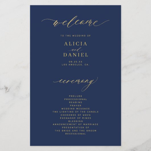 Einfaches Hochzeitsprogramm für Goldmedaillen (Vorne)