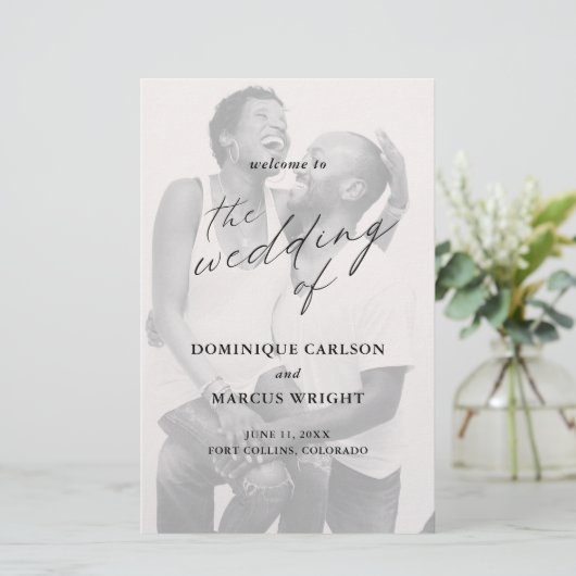 Einfaches Hochzeitsprogramm für kalligraphisches F (Stehend Vorderseite)