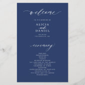 Einfaches Hochzeitsprogramm für Marineblau (Vorne)