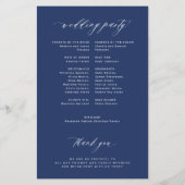 Einfaches Hochzeitsprogramm für Marineblau (Hinten)