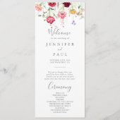 Einfaches Hochzeitsprogramm für mehrfarbige Wildbl Programm (Vorderseite)