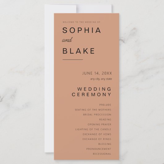 Einfaches Hochzeitsprogramm für Minimalistische an (Vorderseite)