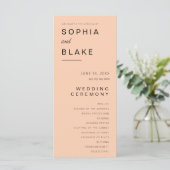 Einfaches Hochzeitsprogramm für Minimalistische Ap (Stehend Vorderseite)