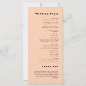 Einfaches Hochzeitsprogramm für Minimalistische Ap (Rückseite)