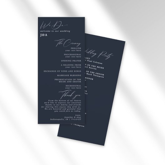 Einfaches Hochzeitsprogramm für Minimalistische Du Programm