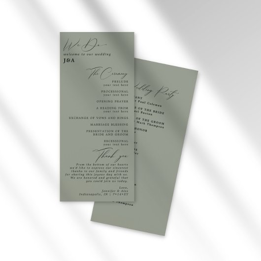 Einfaches Hochzeitsprogramm für Minimalistische Gr Programm