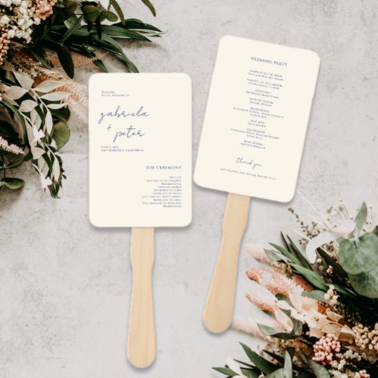 Einfaches Hochzeitsprogramm für Minimalistische Na Fächer