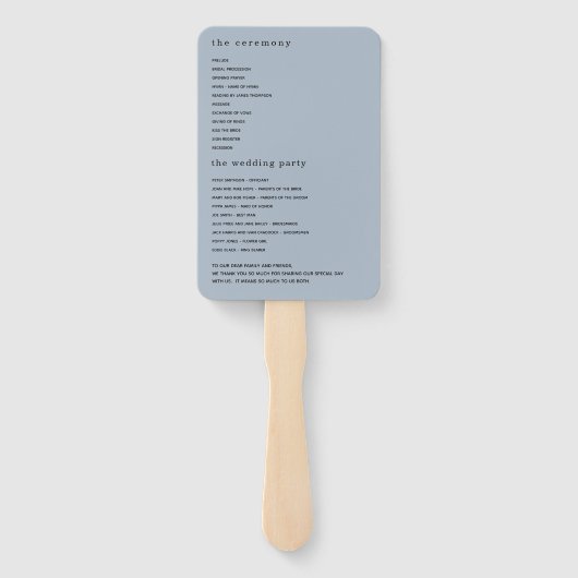 Einfaches Hochzeitsprogramm für Minimalistische Te Fächer (Rückseite)