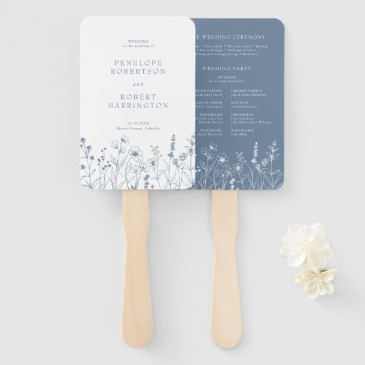 Einfaches Hochzeitsprogramm für Minimalistische Wi Fächer (Vorne und Hinten)