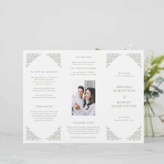 Einfaches Hochzeitsprogramm für Minimalistisches F (Stehend Vorderseite)