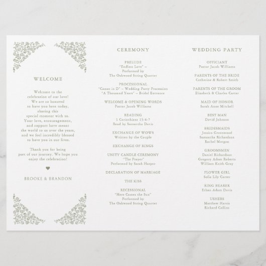 Einfaches Hochzeitsprogramm für Minimalistisches F (Rückseite)